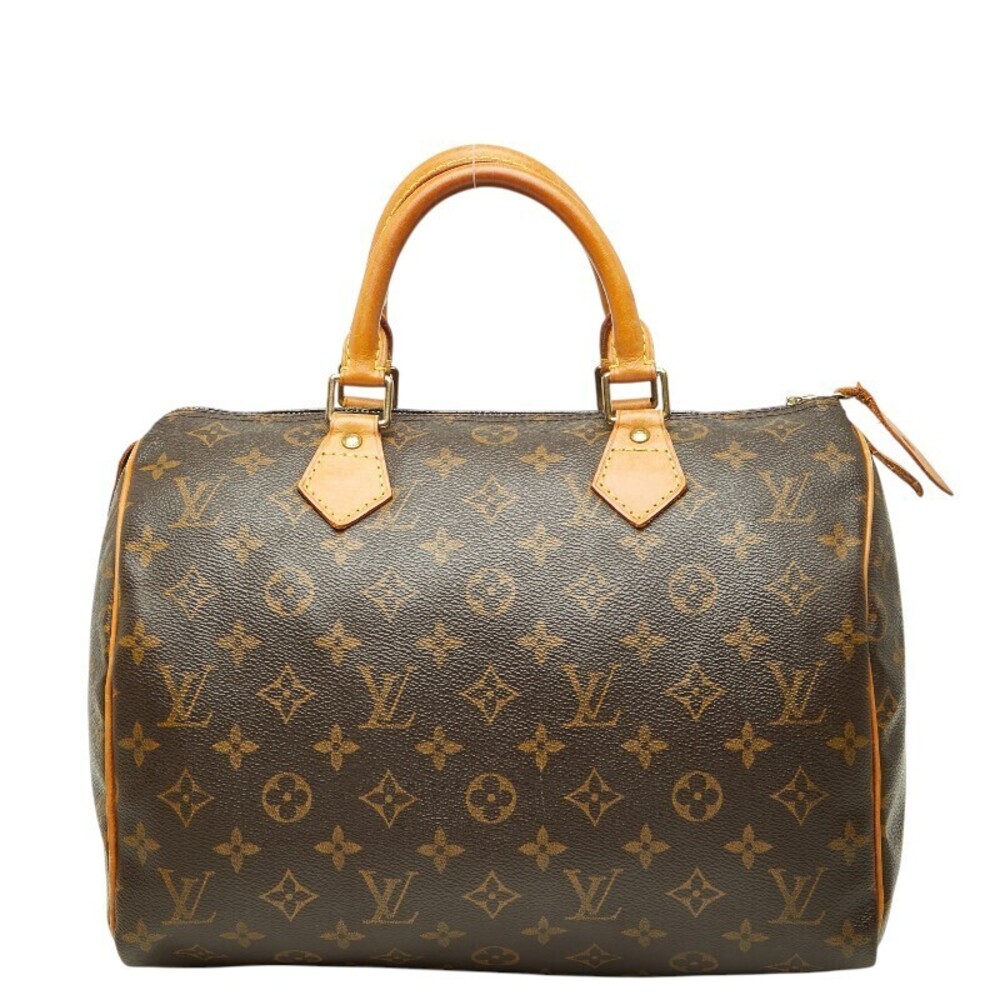 Louis Vuitton Monogram Speedy Boston Bag Leather Brown